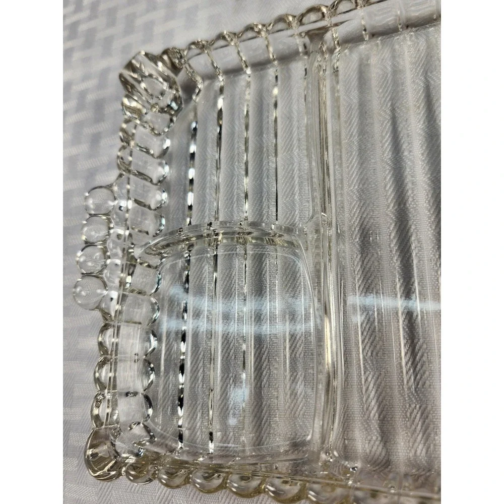 4 Hazel Atlas Crystal Snack Plates Trays Vintage Snack Drink & Ashtray Slots
